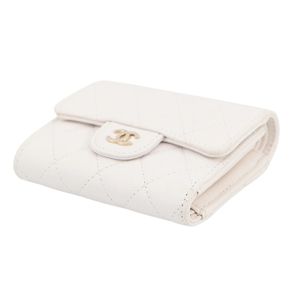 CHANEL White Caviar Leather Logo Wallet - Picture 2 of 14